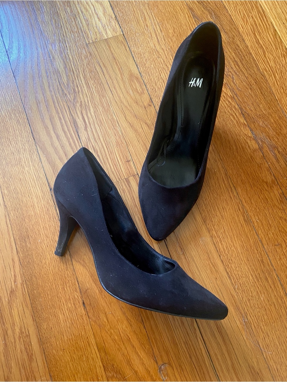 H&M Black Pointed-Toe Suede-Look Heels